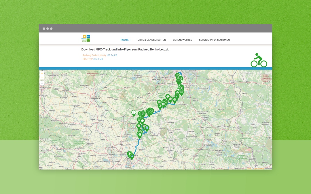 CMS Drupal 9: Website vom Radweg Berlin Leipzig, Screenshot 2