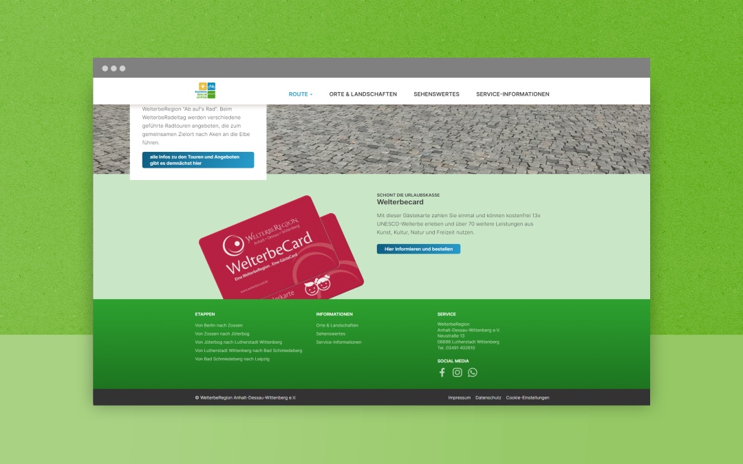 CMS Drupal 9: Website vom Radweg Berlin Leipzig, Screenshot 3