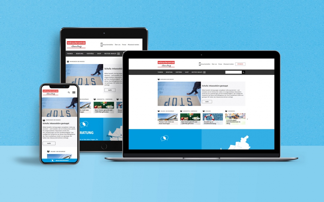 Website der Verbraucherzentrale - umgesetzt in Drupal 8