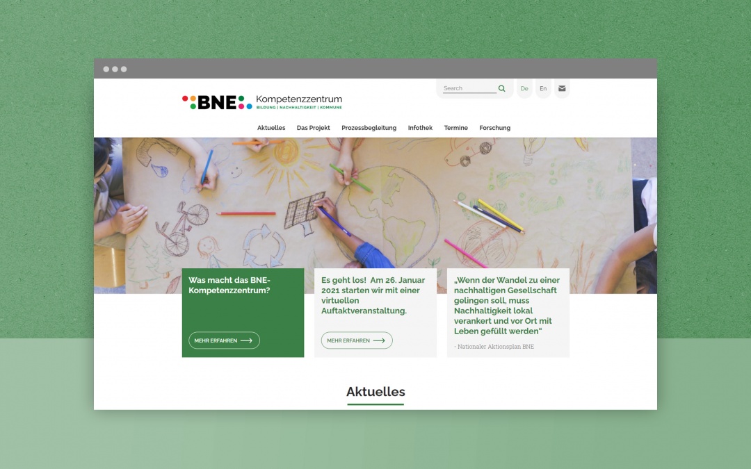 BNE-Kompetenzzentrum: mobile first Drupal Webdesign: Screenshot 1