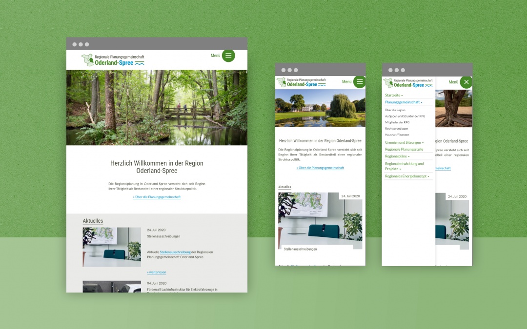 Regionale Planungsgemeinschaft Oderland-Spree, Drupal 8 Website, responsive Darstellung