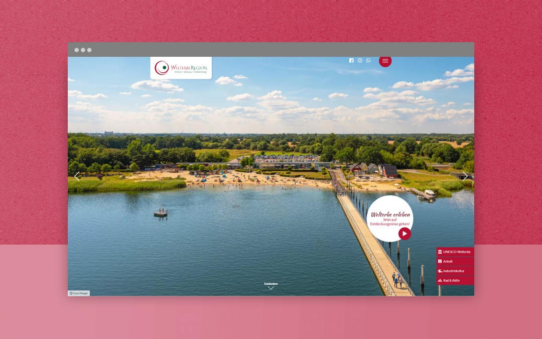 WelterbeRegion Anhalt-Dessau-Wittenberg - responsive Drupal 8 Website (Screenshot 1, Desktop)