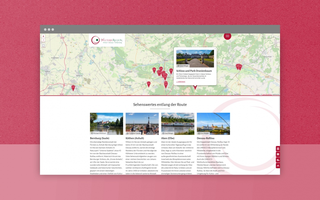 WelterbeRegion Anhalt-Dessau-Wittenberg - responsive Drupal 8 Website (Screenshot 2, Desktop)